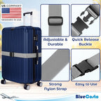 Luggage Straps for Suitcases - TSA Approved - Silver, 4 PK - Premium Nylon Belts for Suitcase, Briefcase & Travel Bag - Adjustable Strap Length 46" - 78"
