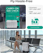 BAGSMART Carry On Luggage 22x14x9 Airline Approved With TSA Lock, 1OO% Polycarbonate Hardside Luggage with Spinner Wheels,Durable Hard Shell Carry On Suitcase 20 inch Silver