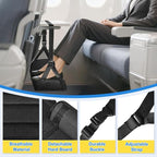 Airplane Foot Hammock for Plane Travel, Detachable Bamboo Airplane Foot Rest for Long Flight, Desk Foot Hammock with Extended Adjustable Strap to Relax Your Feet, Foot Sling Travel Essentials