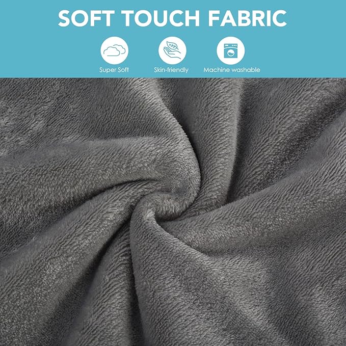 SINLAND Travel Pillow and Blanket 2-in-1 Set,Airplane Packable Bag,Soft and Lightweight Plane Flight Car Trips Travel Essentials Gift,Hand Luggage Sleeve and Backpack Clip,60x50 Inch Grey