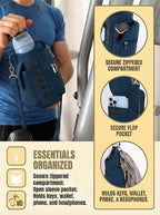 Magnetic Gym Tote Bag Holder for 18-40 oz Water Bottle,Neoprene Pouch with Phone Pocket,Men Women Workout Accessories