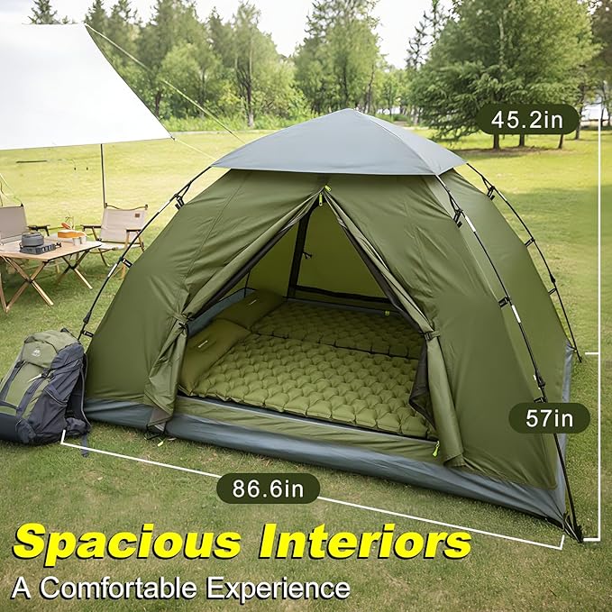 Camping Tent, 1/2 Person Tent, Lightweight Waterproof Backpacking Tent, 5-Minute Setup Outdoor Tent with Carry Bag, Ideal for Camping Hiking