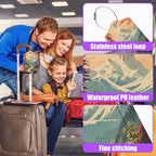 3 Pack Mountain Lake Scenery Luggage Tags for Suitcase Forest PU Leather Travel Luggage Tag Privacy Cover ID Label for Women Men Baggage Backpack Handbag School Bag