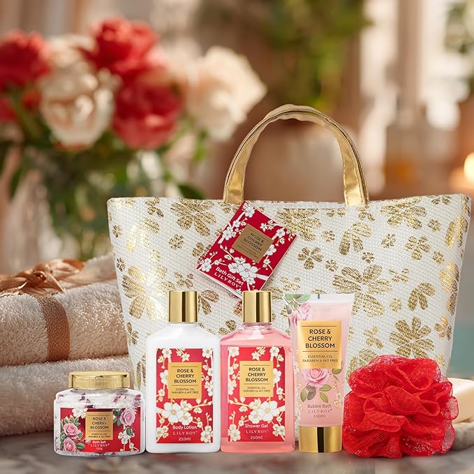Gifts for Women, Mothers Day Gifts for Mom - 6Pcs Rose Bath and Body Gift Set Spa Gift Sets for Women Gift for Sisters with Travel Bag | Perfect Christmas, Birthday, Valentines Day Gift for Her