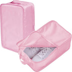 tianzong Travel Shoe Bag with Handle Holds 2 Pairs of Shoes, Shoe Packing Cubes for Travel (Pink, 2 Pack)