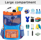 Swim Bag for Kids Mesh Beach Backpack for Boys Lightweight Drawstring Beach Bag Swimming Pool Sports Gym String Bag (Blue)