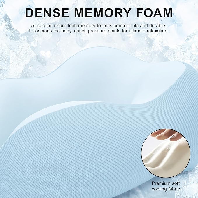 urnexttour Travel Pillow for Airplane Memory Foam Neck Pillow, Soft & Support Travel Pillow for Travelling, Sleeping Rest, Car, Train and Home Use (Blue)