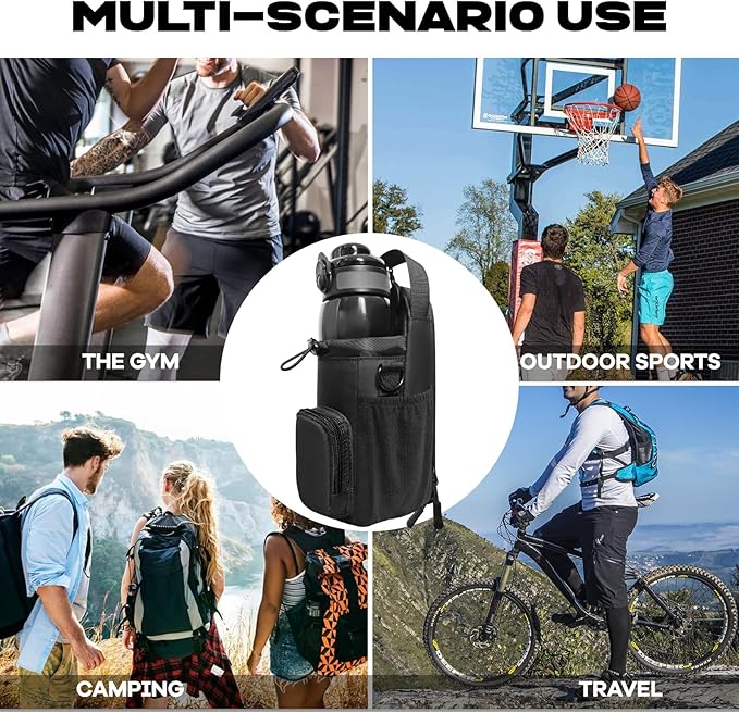 Magnetic Gym Bag for Men and Women, Magnetic Water Bottle Holder for Gym, Small Gym Bag, Gym Gifts for Women and Men (Black, <40 OZ)