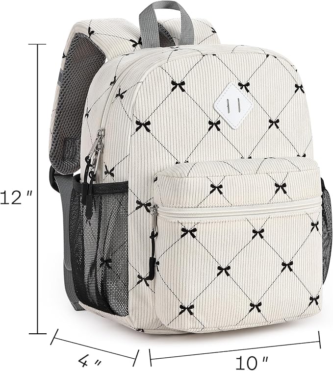 STEAMEDBUN Corduroy Toddler Backpack for Girls Boys 2-4, Kids Preschool Backpack for Kindergarten - Bow