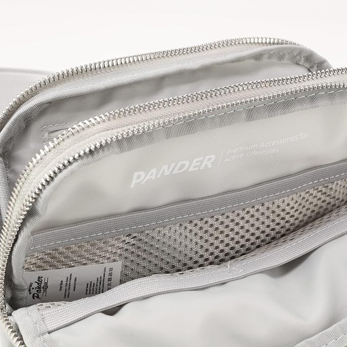 Pander Everywhere Belt Bag for Women, 5 Zipper Pockets Nylon Crossbody Fanny Pack Purse (Seal Grey)