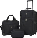 Travelers Club 3 Piece Bowman Luggage Set, Black Carry