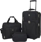 Travelers Club 3 Piece Bowman Luggage Set, Black Carry
