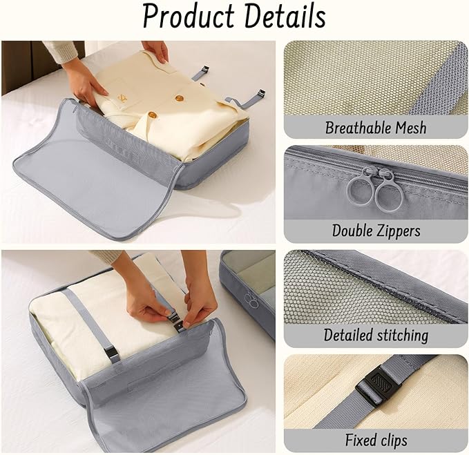 8 Set Packing Cubes for Travel Luggage Organizer Bags for Family, Mesh Packing Cubes for Suitcases, Travel Essentials Bags Set for Women & Men
