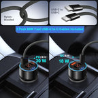 65W 4-Port USB C Super Fast Type C Car Charger for Galaxy S25/S24/S23/S22 Ultra/iPhone 17/16/15, 3 Pack QC&PD 3.0 Fast Charging Android Car Phone Charger Cigarette Lighter Adapter+6FT USB-C Cable