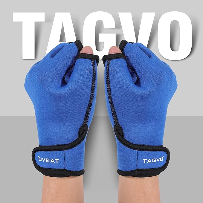 TAGVO Aquatic Gloves for Helping Upper Body Resistance, Webbed Swim Gloves Well Stitching, No Fading, Sizes for Men Women Adult Children Aquatic Fitness Water Resistance Training