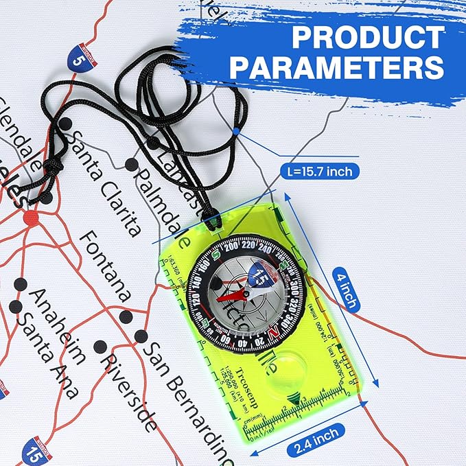 Multifunctional Waterproof Orienteering Compass Mini Portable Survival Compass for Map Reading, Hiking, Camping, Backpacking, Perfect Outdoor Scout Gifts for Kids, Orange