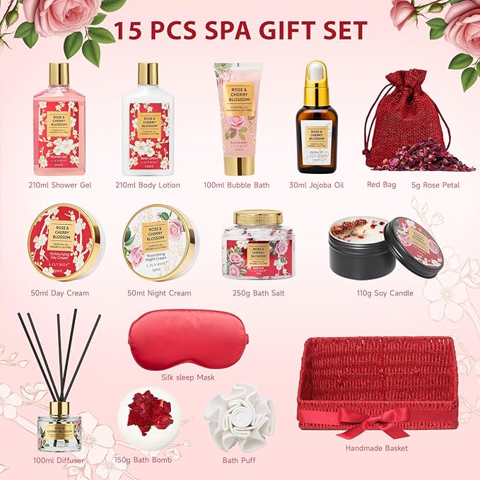 Gifts for Women, Mothers Day Gifts for Mom - Luxurious Bath and Body Spa Gift Basket for Women, Skin Care Set for Women | Relaxing Care Kit Christmas, Anniversary, Birthday, Valentines Day Gift Set