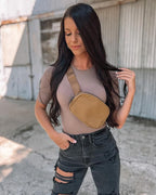 YOSHUYUKI Cross Body Fanny Packs for Women Men Fashion Waist Bag Pouch Nylon Small Travel Crossbody Bags Mini Purse Everywhere Belt Bag Bum Bag with Adjustable Strap for Workout Running Hiking Caramel