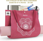 Gonex Yoga Mat Bag, Yoga Gym Bag Tote Bag with Multi Pockets For Women Men, Canvas Yoga Mat Carrier Take in Out Mat Easily For Pilates Travel Workout Office