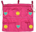 Gilbins End Of Bed Shoe Bag Great for storage, shoes, accessories & stuff! (Hot Pink Heart & Smiley)