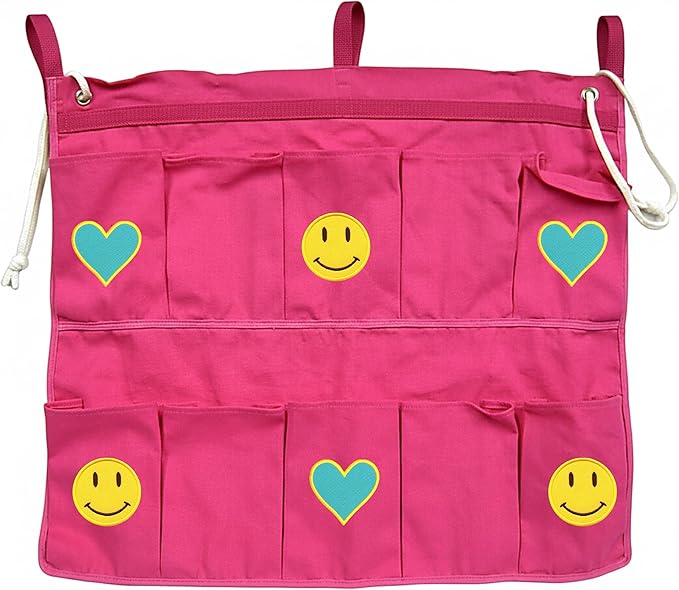 Gilbins End Of Bed Shoe Bag Great for storage, shoes, accessories & stuff! (Hot Pink Heart & Smiley)