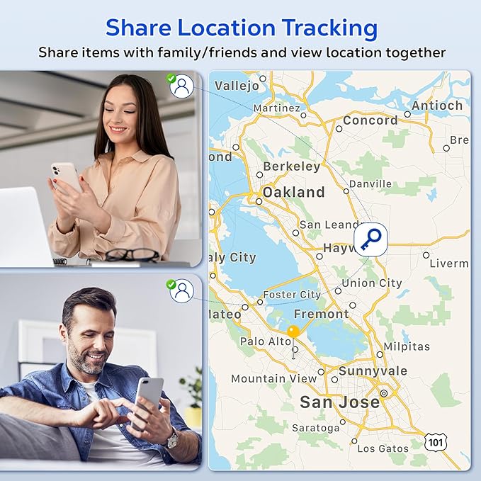 GPS Tracker, Mini GPS Tracker for Vehicles Hidden Portable GPS Tracker for Cars Splashproof Available for iOS Find My (iOS Only), No Monthly Fee Subscription No SIM Card Required - Black