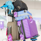 2Pack Luggage Tags for Suitcases, Cute Unique Pu Leather Cruise Luggage Tag with Privacy Cover ID Label Address Card and Metal Ring Suitable for Women Men Kids Travel Bag Purple Marble Pattern