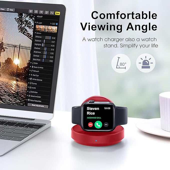 2026 Upgraded for Apple Watch Charger Magnetic Fast Charging Dock,Portable Wireless Charging Stand Compatible with iWatch Series Ultra/SE/11/10/9/8/7/6/5/4/3/2 Support Nightstand Mode-Red