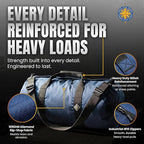 175L Extreme Duffel Bag, Heavy-Duty Gear Bag, 1050D Tuff Cloth, Diamond Ripstop, Reinforced Stitching - Green (18” x 42")