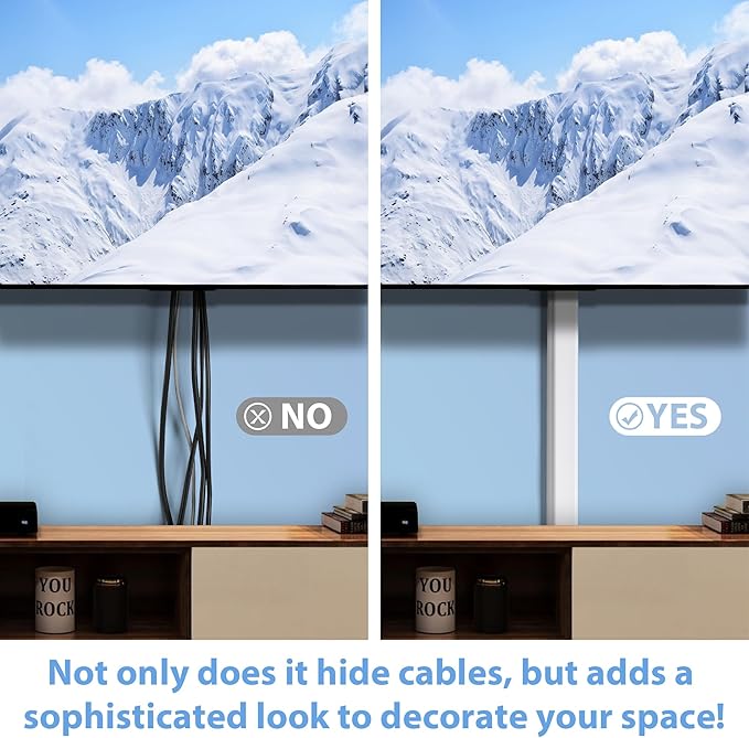 Wire Cover for Wall Mount TV, 72in Wall Cord Cover, Large TV Cable Hider Hide Cords Wall Mounted TV, Cord Hider Wall, Wall Cable Cover Cable Raceway White 2 x L36in x W1.54in x H0.75in