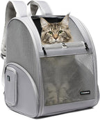 Pet Backpack Carrier ，Large Cat Carrier Backpack Up to 20 Lbs with Breathable Mesh, for Medium Large Cats or Small Dogs, Travel Hiking Camping Backpack (Gray-XL)