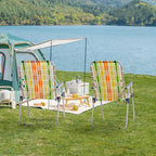 Folding Patio Lawn Webbed Chair Set of 2, Portable Outdoor Beach Chair for Adults, Camping Chair Steel Frame 300lbs Capacity for Yard, Garden Dining, Party, Picnic, 16.7" Seat Width
