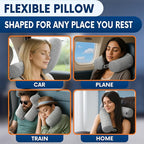 Memory Foam Neck Pillow Travel Airplane - Comfortable & Adjustable Twist Airplane Pillow for Long Flight with Soft Washable Velvet Cover, Eye Mask & Earplugs | 360° Neck Support, Chin, Lumbar
