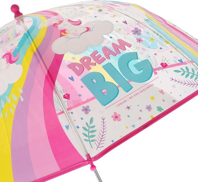 Legami - Dancin' In The Rain Children's Umbrella, Windproof Structure, Manual Opening, Fabric Closure with Space for Name, Hook Handle, 73 x 65 cm