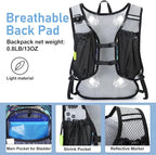 Lightweight Hydration Backpack, Running Backpack with 2L Water Bladder, Hydro Water Daypack for Cycling Hiking Rave for Men Women