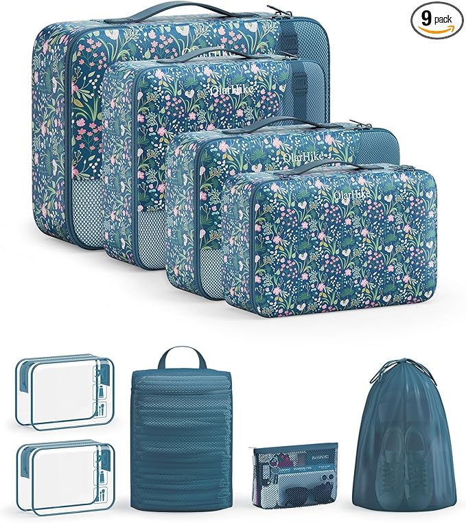 9 Set Packing Cubes for Travel, Gifts for Women Mom,Anti-Tearing Suitcase Organizer,OlarHike Vacation Essentials & Accessories for Cruise Ship