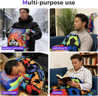 3 in 1 Travel Pillow Blanket Set with Removable Flannel Blanket Throw,Hand Warmer Pockets,Pillow (Color4, 60in*79in)