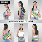 Rainbow Fanny Pack Belt bag - Crossbody Waist Bag for Men or Women - Hands-Free, Waterproof Large Bumbag for Hiking, Running, and Travel