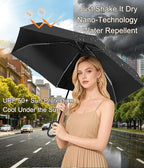 Mini Travel Umbrella with Carabiner Handle UPF 50+ Sun & Rain Protection Portable Manual Open Close Windproof Umbrella Small Compact Portable Parasol for Commuter Kids Women Men