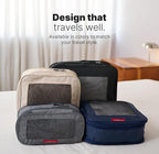LeanTravel Premium Compression Packing Cubes for Travel - Suitcase Organizer Bags with Double Zipper & Breathable Mesh Panel - Space Saving Carry On Luggage Essentials (4-Pack, Sand)