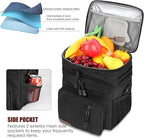 MIYCOO Lunch Bag & Lunch Box for Men Women Double Deck - Leakproof Insulated Soft Large Adult Lunch Cooler Bag for Work, (Black Zipper Pull, 15L)