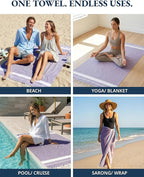 LANE LINEN Beach Towel 2 Pack - Pool Towel Oversized, Pre-Washed Extra Large Beach Towels, Sandless Beach Towel, Quick Dry Travel Towel, Large Pool Towels, 39"x71" - Day Break