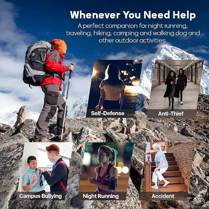 Personal Safety Alarm Keychain for Women 2PCS -130 dB Loud Siren with SOS Strobe Light, Flashlight, Double Speakers, Safe Defense Key Chain for Girls Kids Elders Emergency Call
