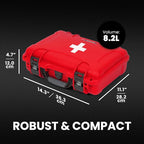 NANUK 910 Waterproof First Aid Box Empty – Durable, Medical First Aid Organizer Case, IP67-Rated, Dustproof, Impact-Resistant, and Floats (13.2" x 9.2" x 4.1") – Red
