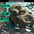 Miramrax Travel Duffle Bag Backpack for Men - Large Tactical Bags Weekender Gym Bag for Overnight Traveling Military Workout Deployment Sports (Green, 25L)