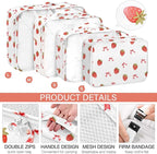 KPX 8 Set Packing Cubes for Travel, Luggage Packing Organizers Accessories Large Toiletries Bag for Clothes Shoes Cosmetics (Strawberry+Butterfly)