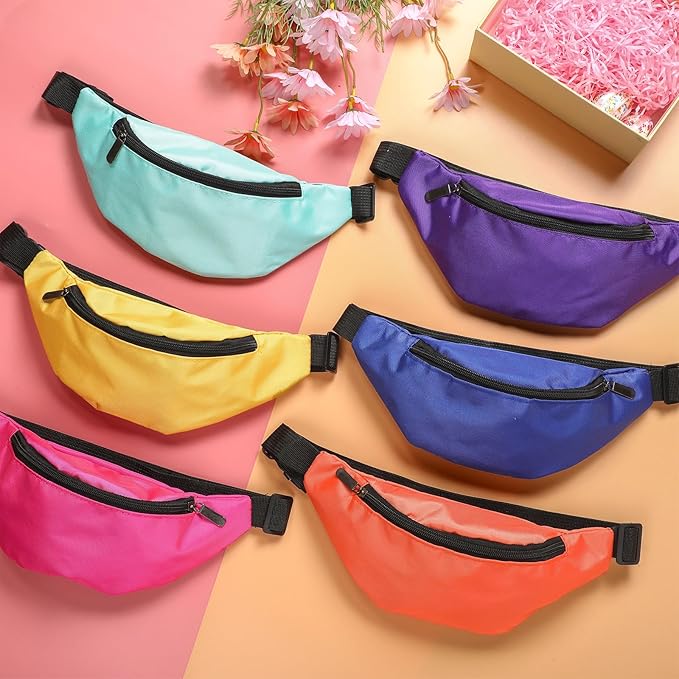 Saintrygo 20 Pcs Neon Fanny Pack Bulk, 90s 80s Fanny Pack Adjustable Waist Bags, Vintage Bag, Oxford Cloth for Workout Traveling Running Bachelor Party Favors Women Men (Bright Color)