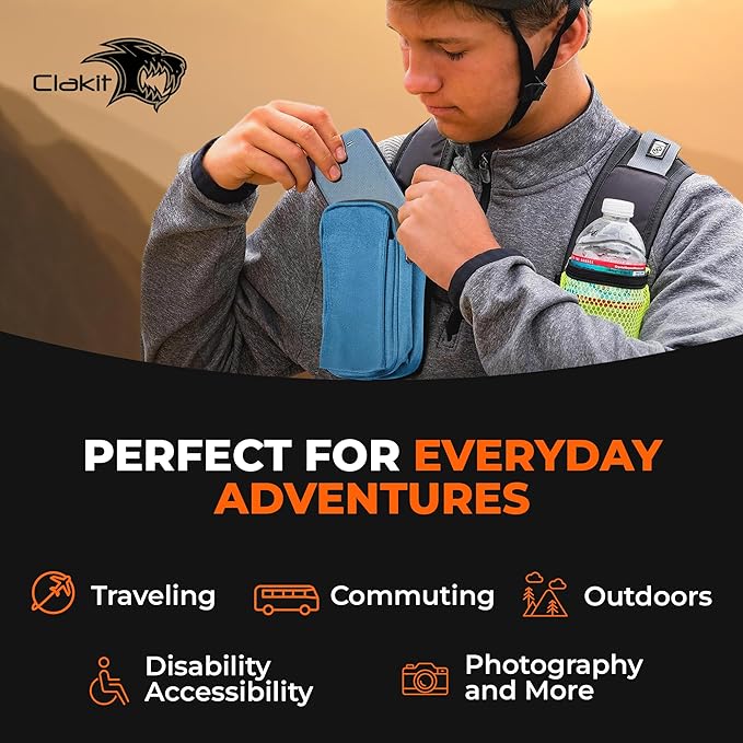 StrapPack Two Zipper Clip-On Pouch - Travel Wallet, Backpack Pouch, Passport Holder