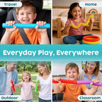 BUNMO Pop Tubes - Sensory Toys - Fidget Toys - Imaginative Play & Stimulating Creative Learning - Hours of Fun for Kids - Tons of Ways to Play - Non-Mouthable Toy 3+ - 4 Pack Large