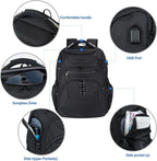 KROSER TSA Friendly Travel Laptop Backpack 18.4 inch XXXL Gaming Backpack Water-Repellent College Daypack Business Backpack with RFID Pockets & USB Port for Men/Women-Black | TSA Friendly